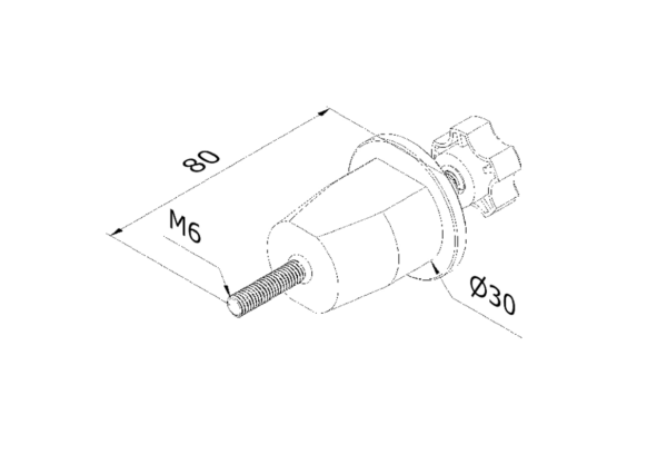 Quickfix LS - M6/D30 x 80A PLAT (Corner - porte - hiled)